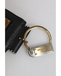 Dolce & Gabbana Leather Keychain with Metal Ring Men Black Other