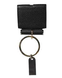 Dolce & Gabbana Leather Keychain with Metal Ring Men Black Other