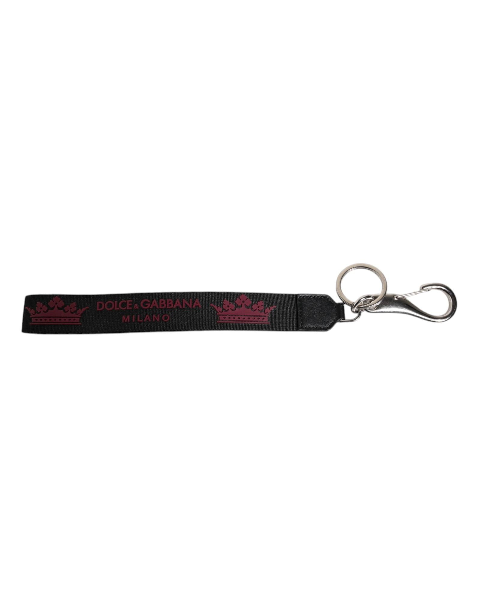 Dolce & Gabbana Keychain with Crown Emblem Men Black Keychains