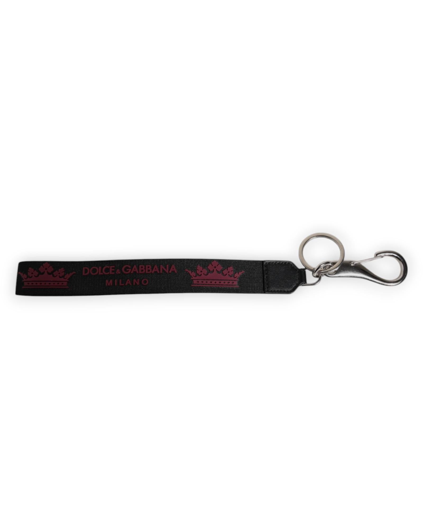 Dolce & Gabbana Keychain with Crown Emblem Men Black Keychains