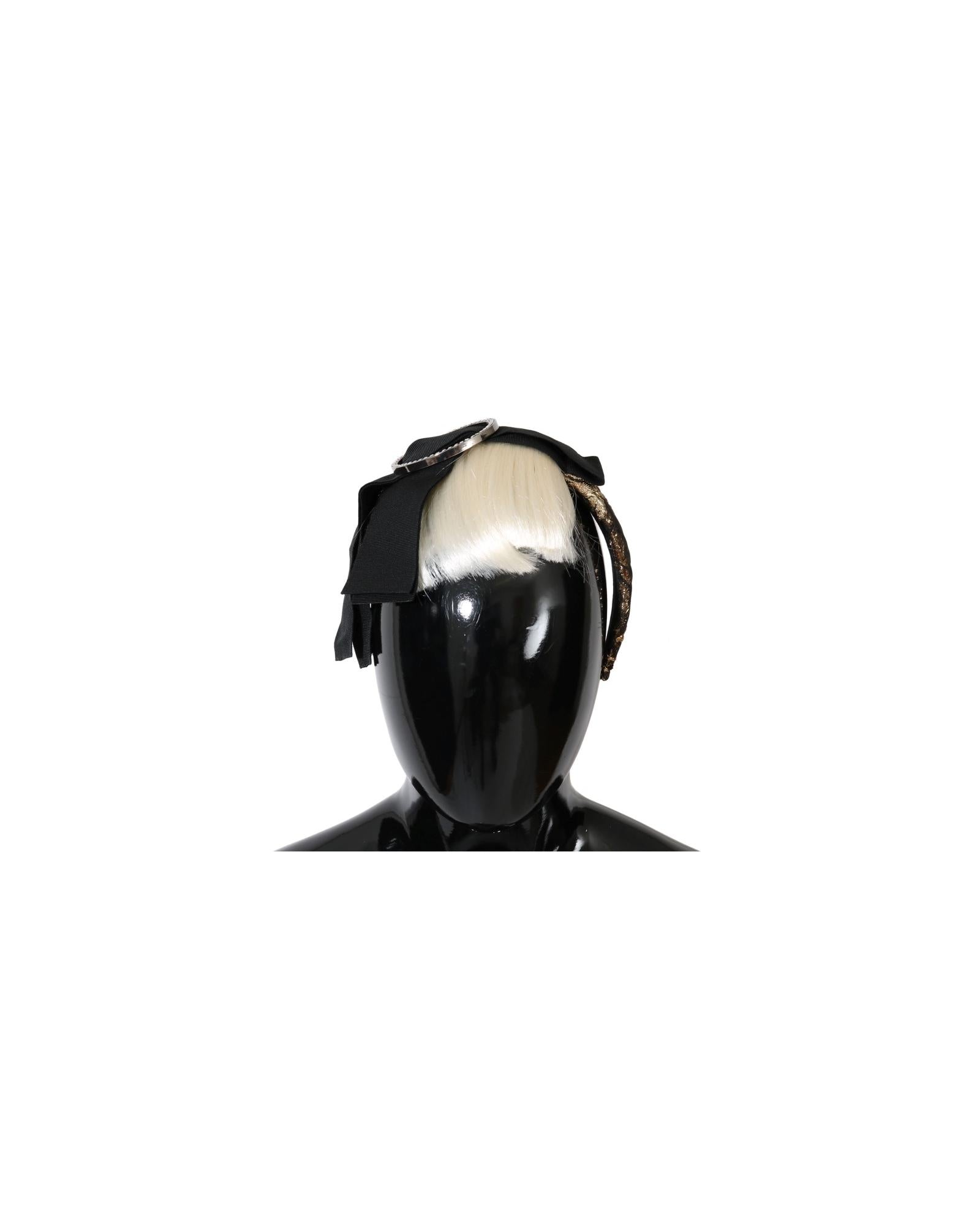 Dolce & Gabbana  Black and Gold Hair Bow Headband with Blonde Hair Piece