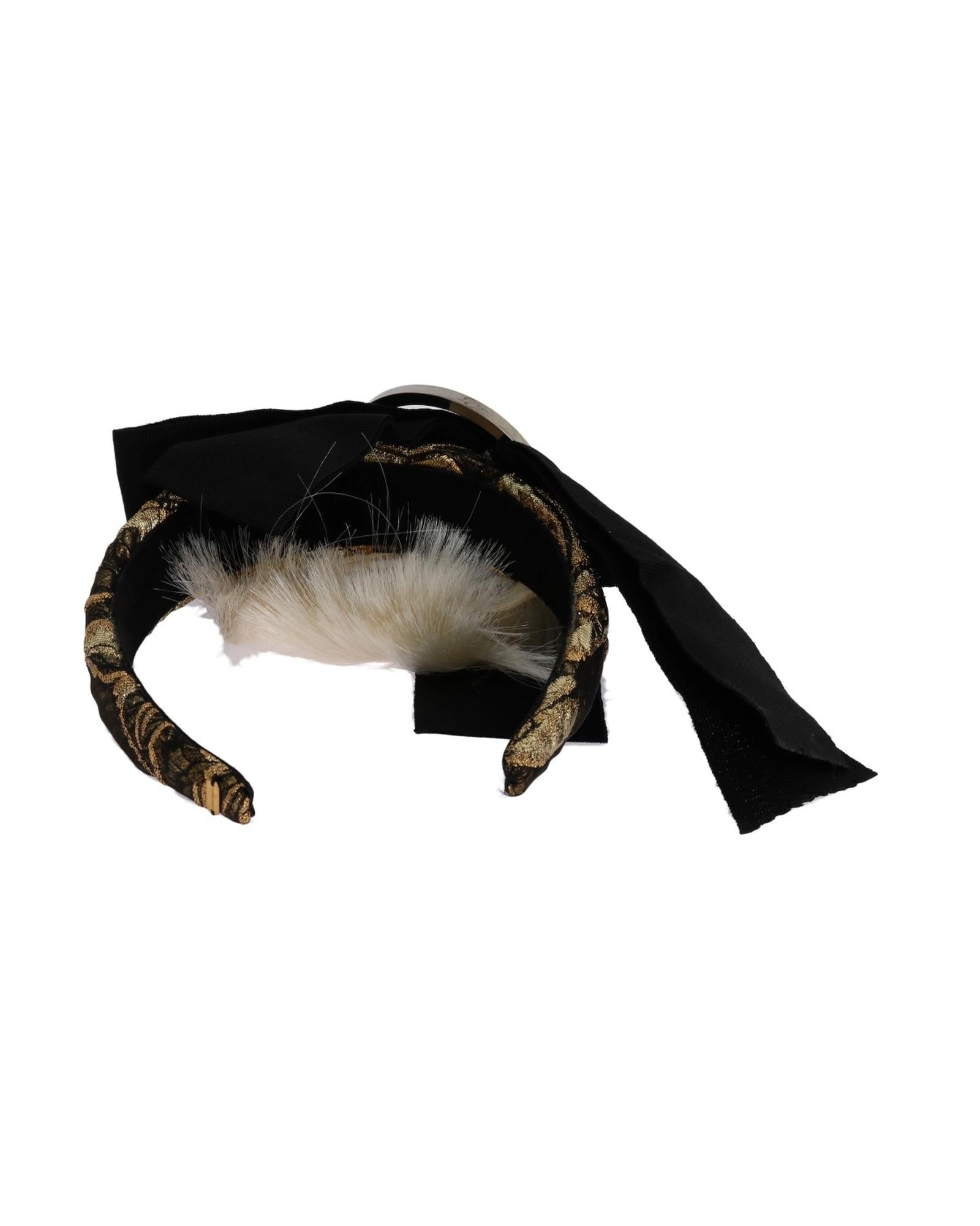 Dolce & Gabbana  Black and Gold Hair Bow Headband with Blonde Hair Piece
