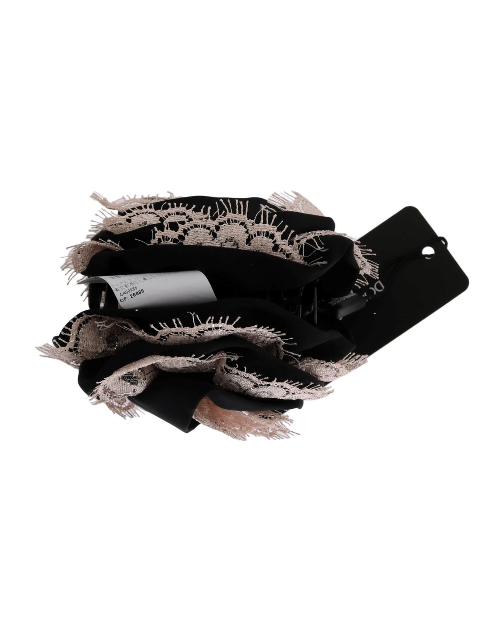 Dolce & Gabbana Lace Hair Clip Black Beige