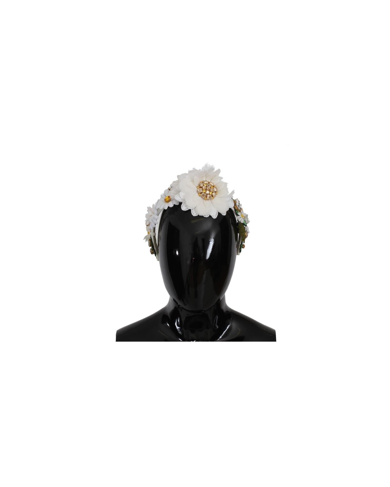 Dolce & Gabbana  White Floral Headband with Crystals