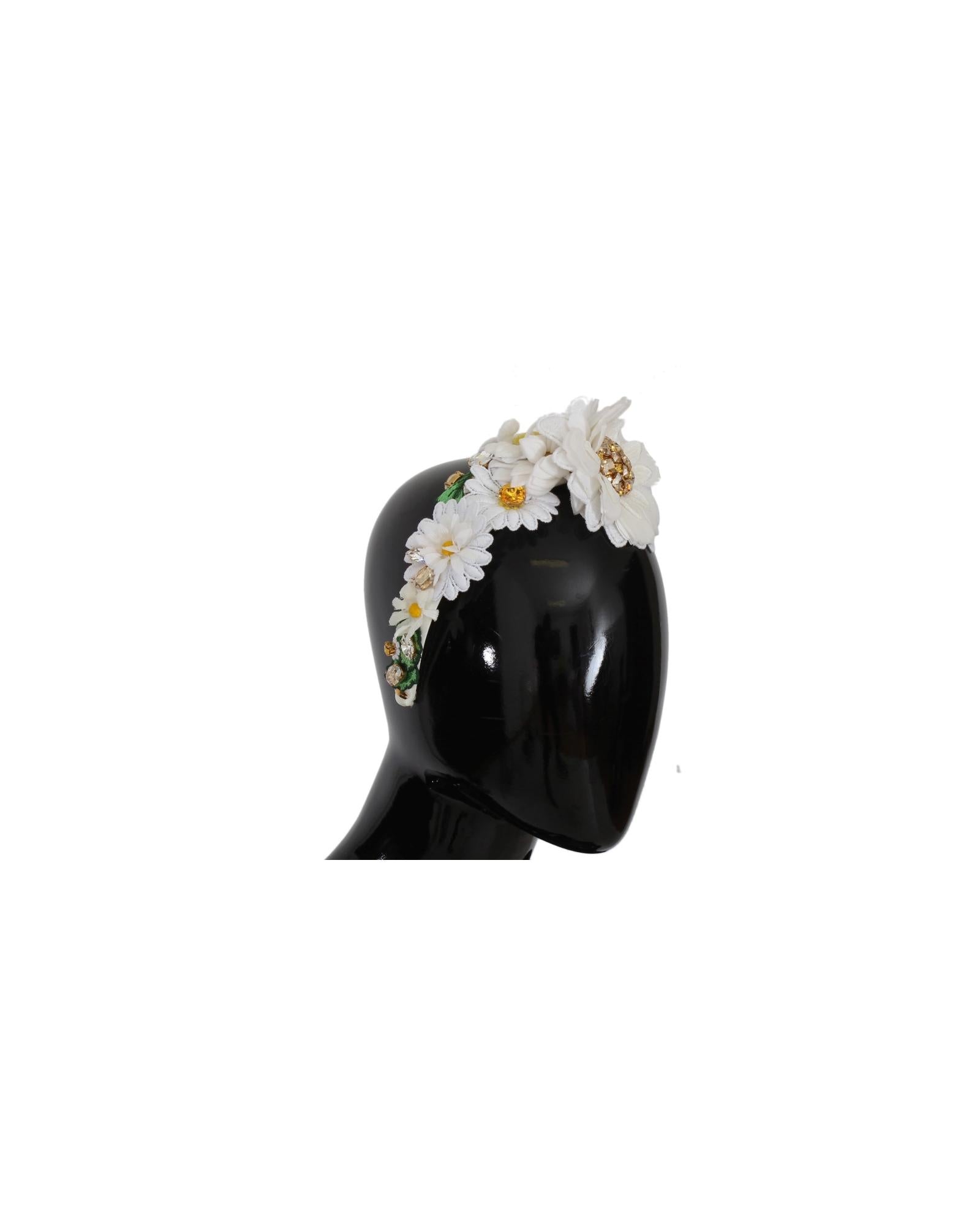 Dolce & Gabbana  White Floral Headband with Crystals