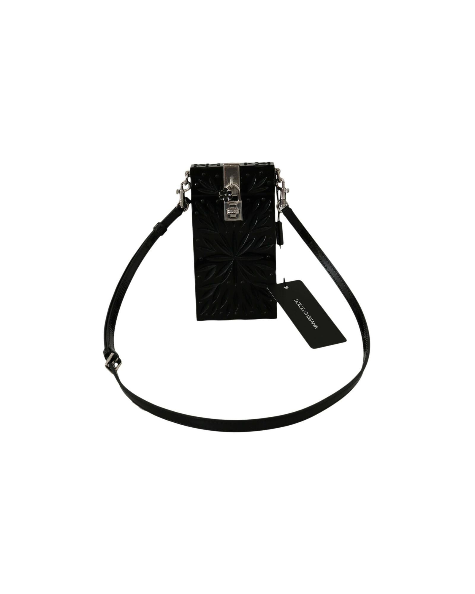 Dolce & Gabbana Sicily Box Crossbody Bag in Black Patent Leather ONE SIZE Black