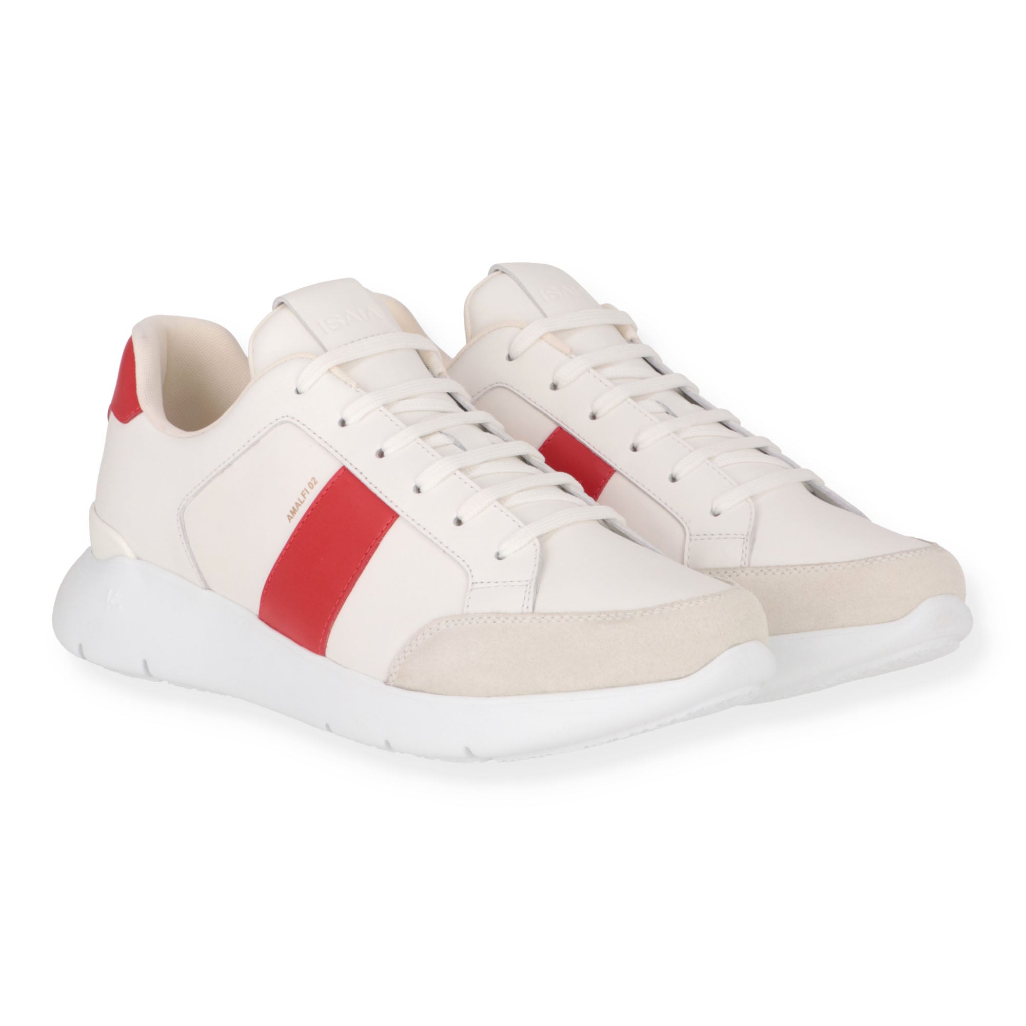 Isaia Mens White/Red Sneaker