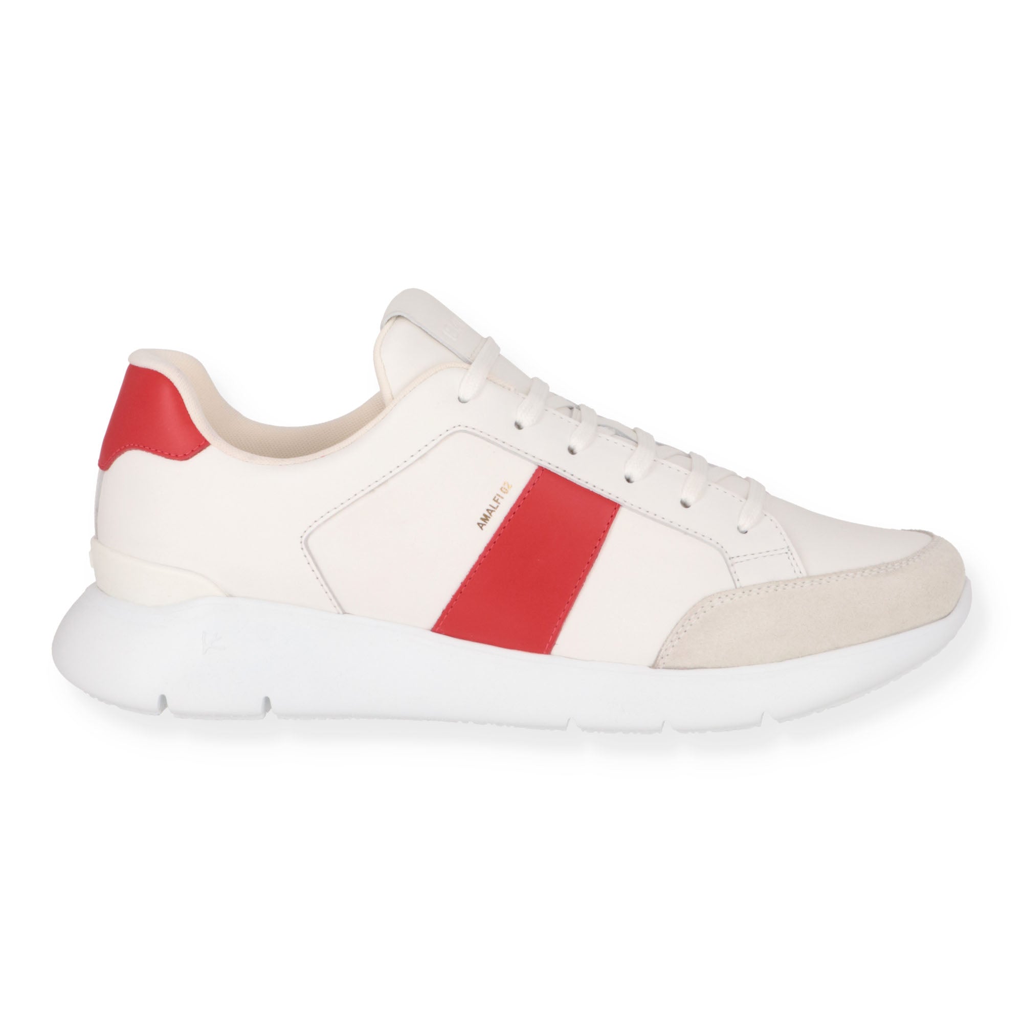 Isaia Mens White/Red Sneaker