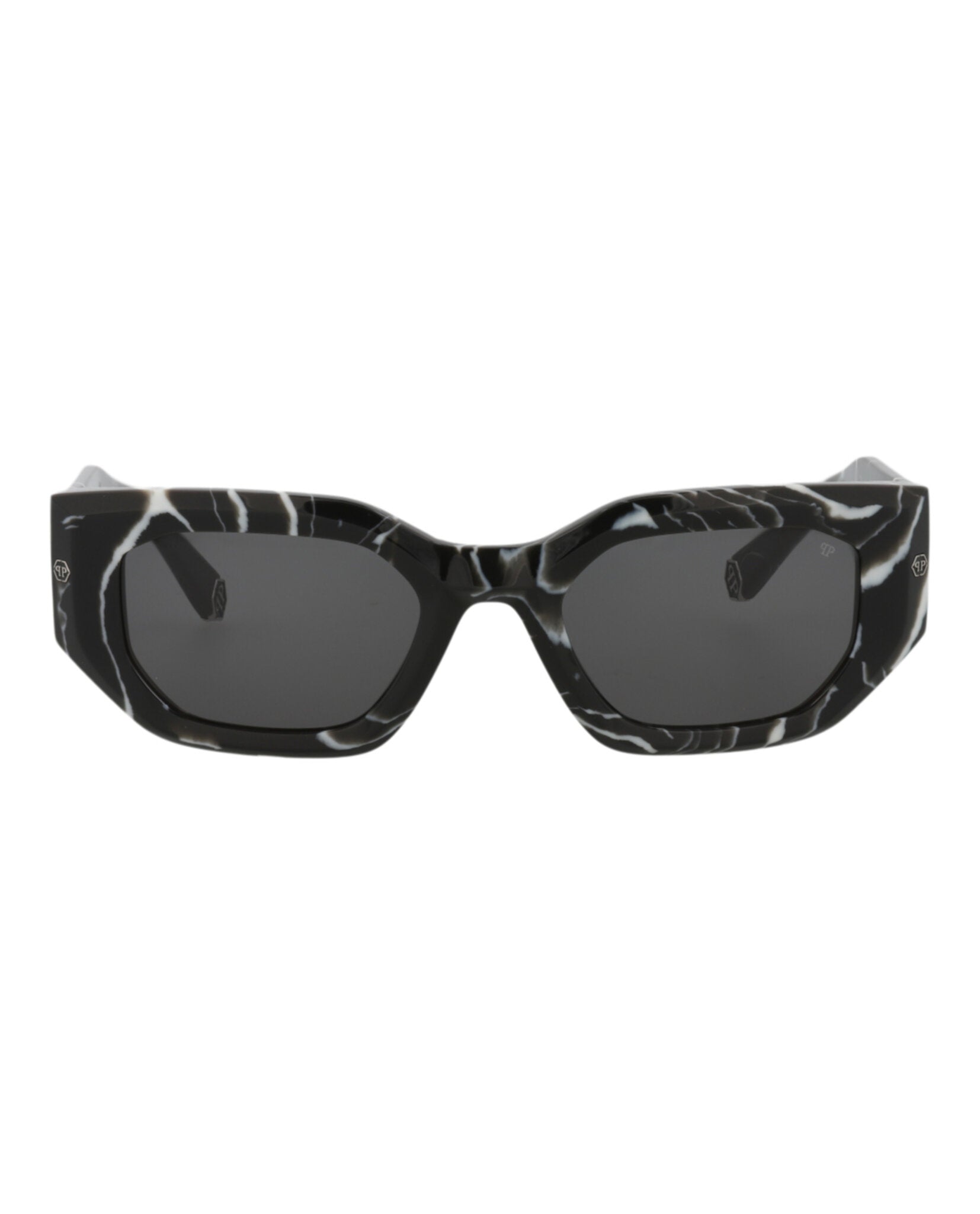 Philipp Plein Womens Square/Rectangle Black Black Smoke Fashion Designer Eyewear