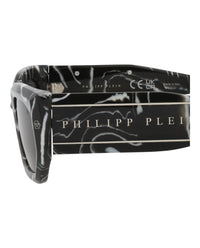 Philipp Plein Womens Square/Rectangle Black Black Smoke Fashion Designer Eyewear