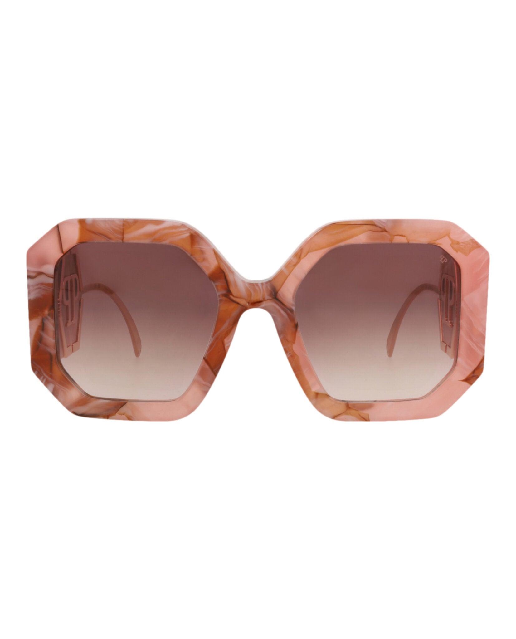 Philipp Plein Womens Square/Rectangle Pink Pink Brown Fashion Designer Eyewear
