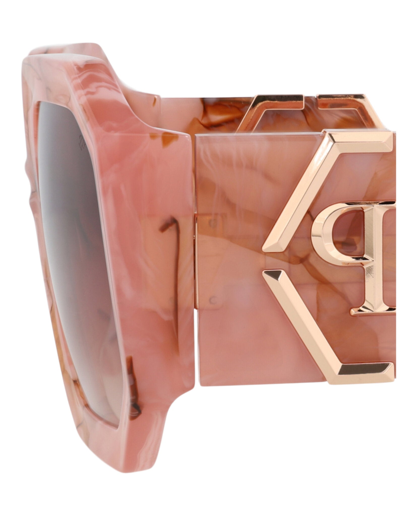 Philipp Plein Womens Square/Rectangle Pink Pink Brown Fashion Designer Eyewear