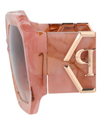 Philipp Plein Womens Square/Rectangle Pink Pink Brown Fashion Designer Eyewear