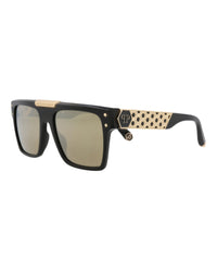 Philipp Plein Unisex Square/Rectangle Black Black Gold Fashion Designer Eyewear