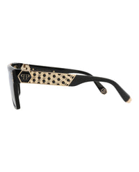 Philipp Plein Unisex Square/Rectangle Black Black Gold Fashion Designer Eyewear