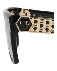 Philipp Plein Unisex Square/Rectangle Black Black Gold Fashion Designer Eyewear