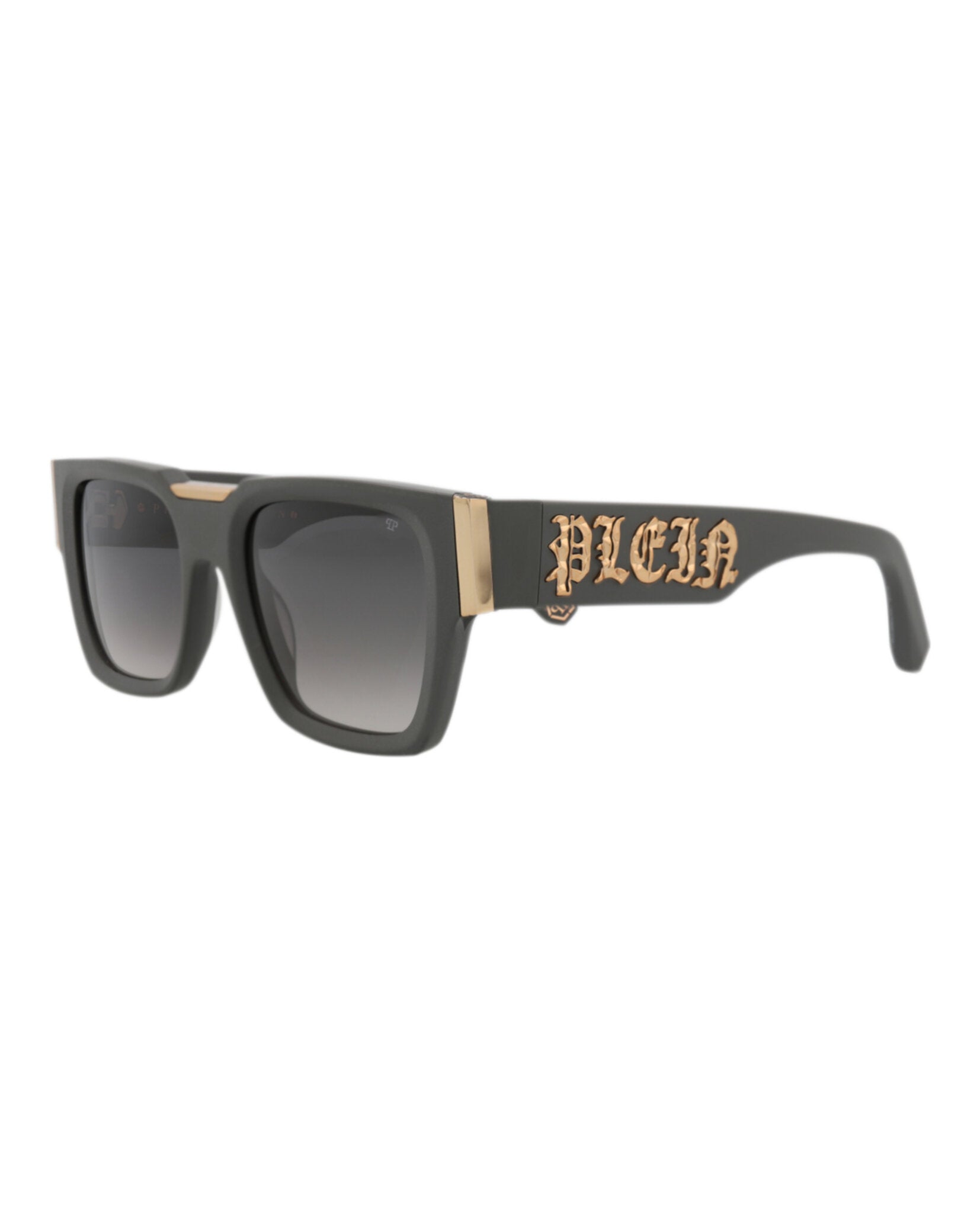 Philipp Plein Mens Square/Rectangle Grey Grey Smoke Fashion Designer Eyewear