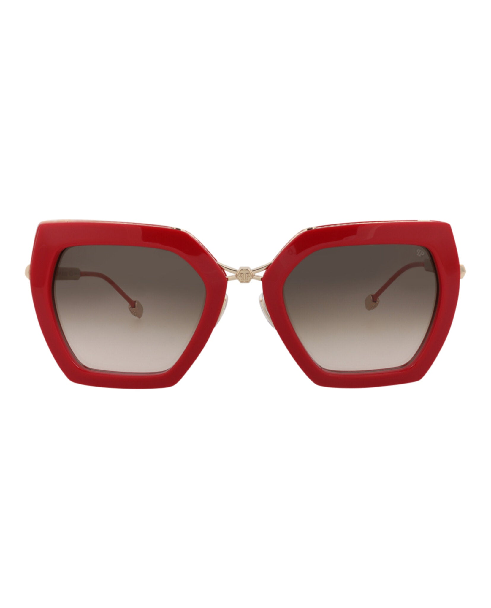 Philipp Plein Womens Cat Eye Red Gold Brown Fashion Designer Eyewear