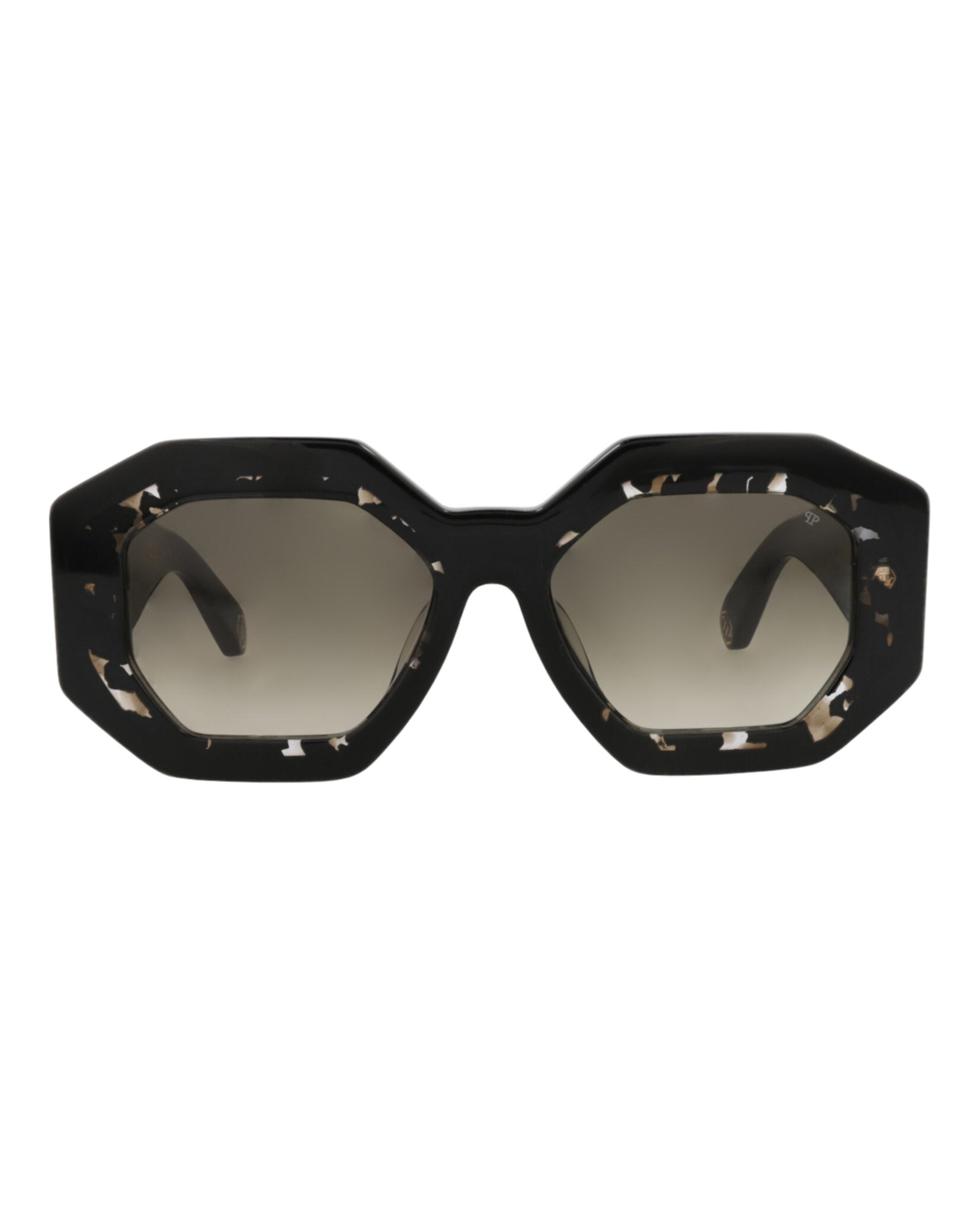 Philipp Plein Womens Square/Rectangle Black Black Green Fashion Designer Eyewear