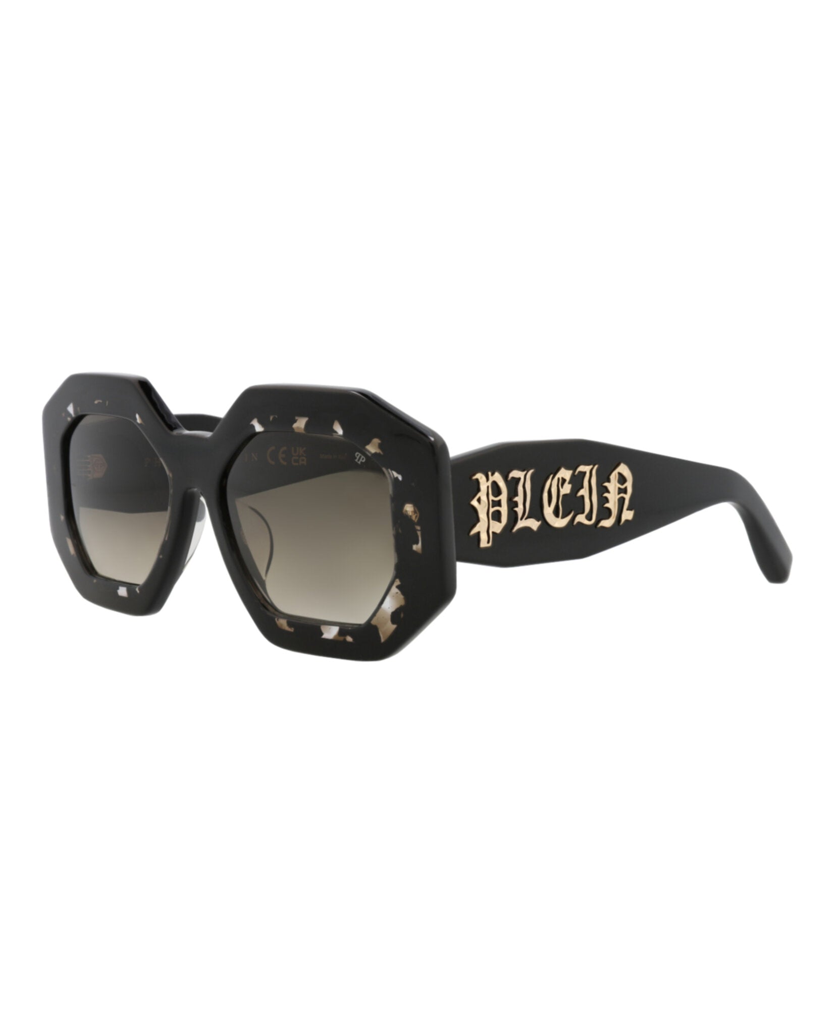 Philipp Plein Womens Square/Rectangle Black Black Green Fashion Designer Eyewear