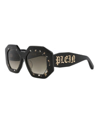Philipp Plein Womens Square/Rectangle Black Black Green Fashion Designer Eyewear