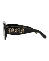 Philipp Plein Womens Square/Rectangle Black Black Green Fashion Designer Eyewear
