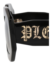 Philipp Plein Womens Square/Rectangle Black Black Green Fashion Designer Eyewear