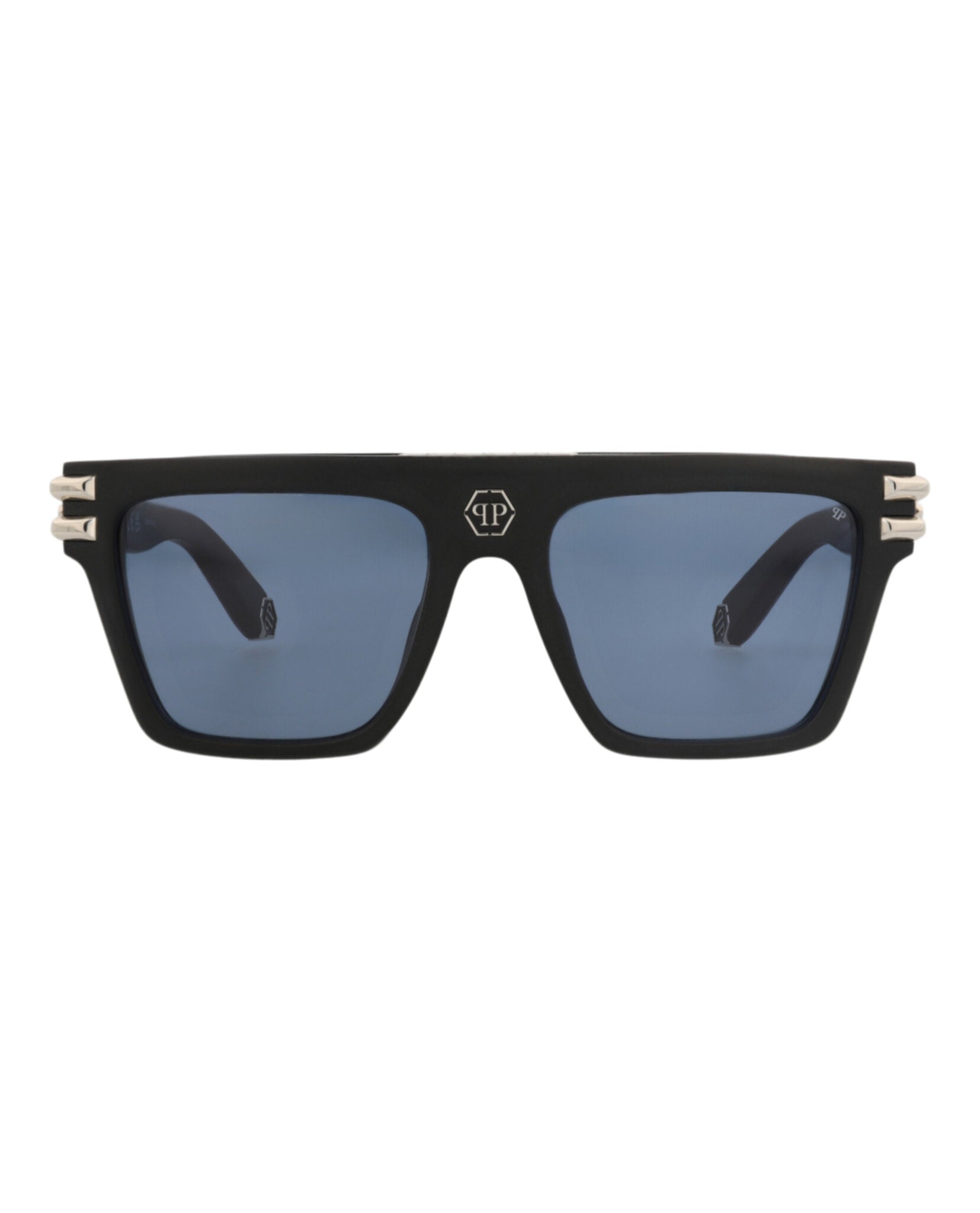 Philipp Plein Unisex Aviator Black Black Blue Fashion Designer Eyewear