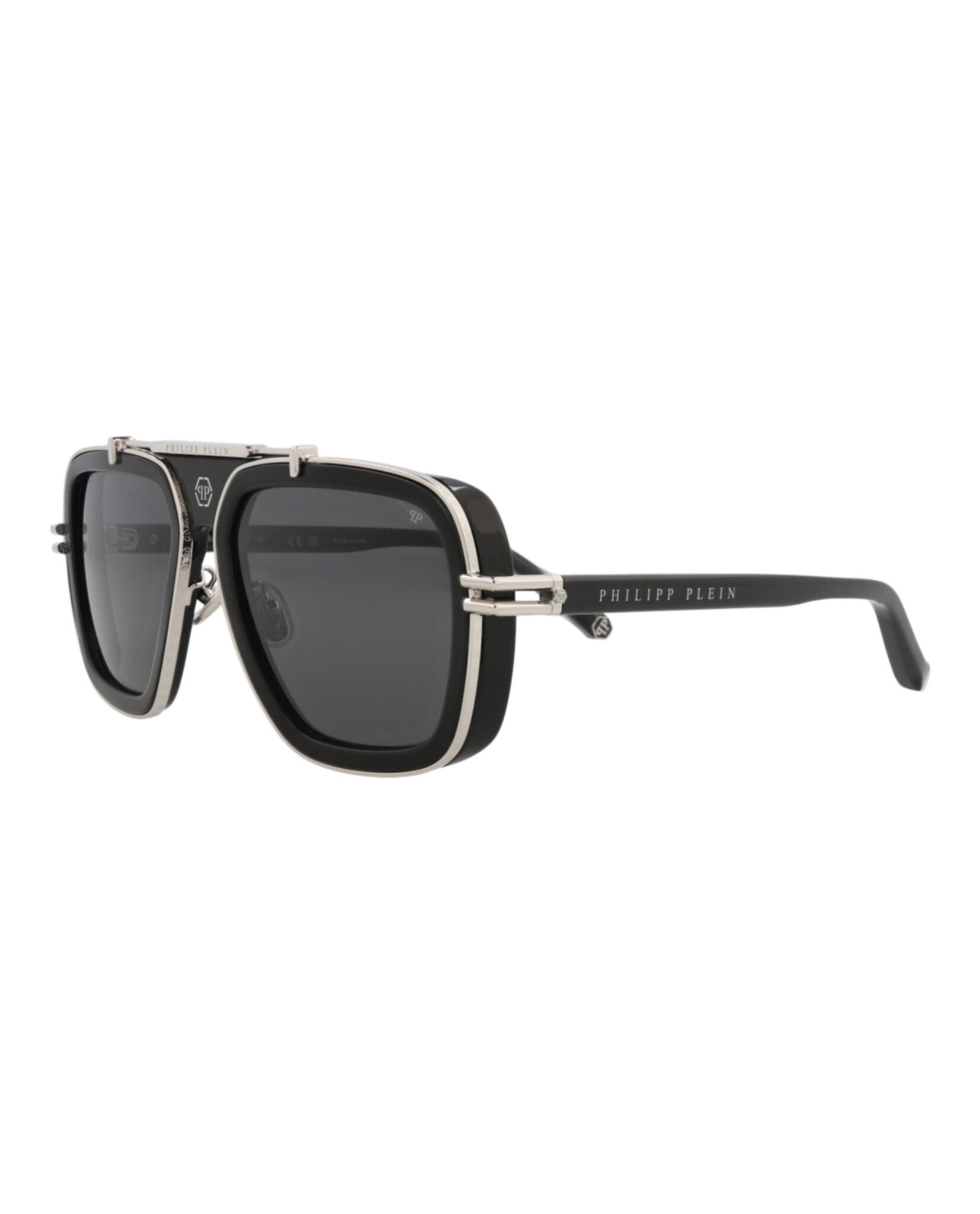 Philipp Plein Mens Aviator Black Black Smoke Fashion Designer Eyewear