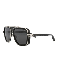 Philipp Plein Mens Aviator Black Black Smoke Fashion Designer Eyewear