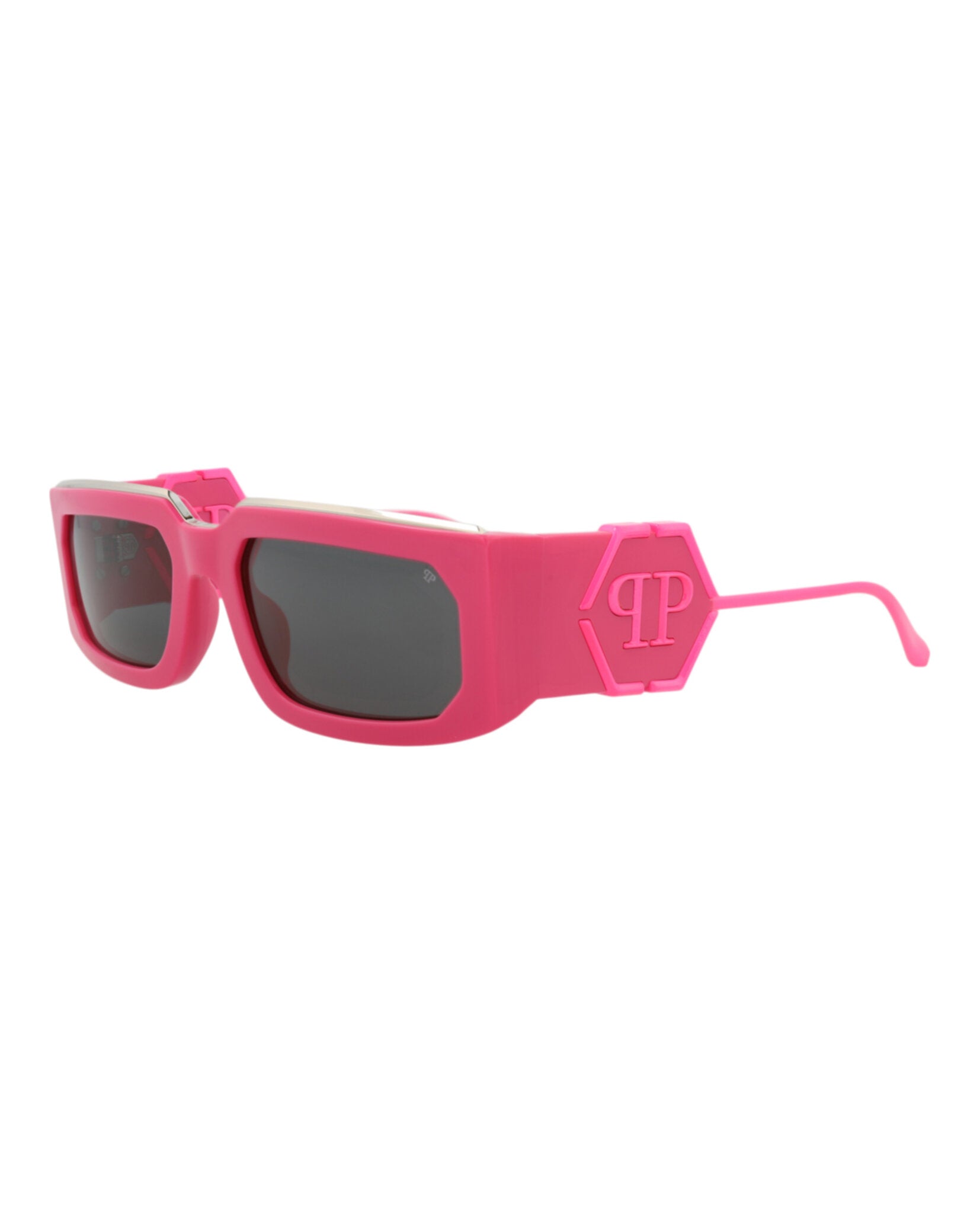 Philipp Plein Unisex Square/Rectangle Fuchsia Fuchsia Smoke Fashion Designer Eyewear