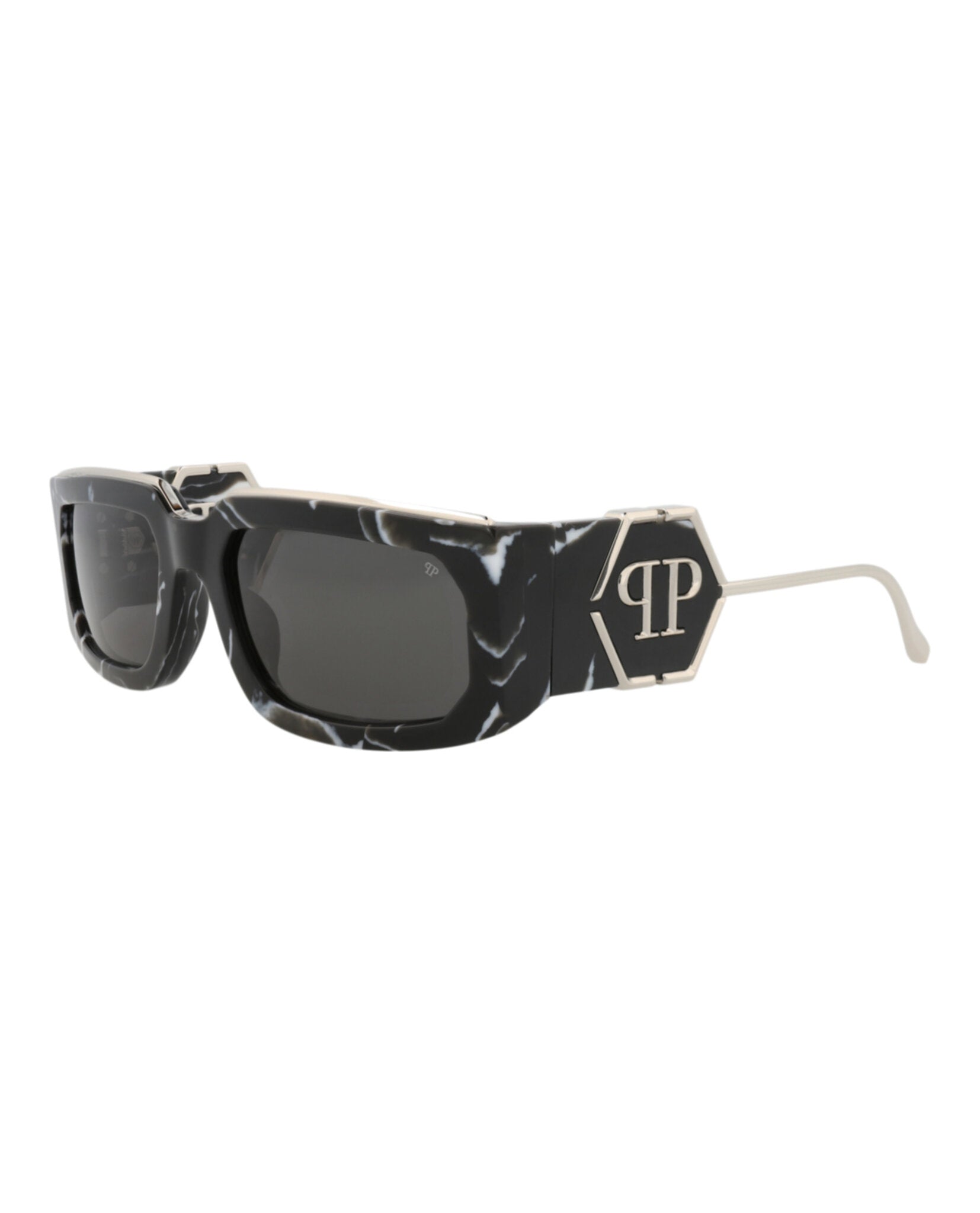 Philipp Plein Unisex Square/Rectangle Black Black Smoke Fashion Designer Eyewear