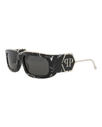 Philipp Plein Unisex Square/Rectangle Black Black Smoke Fashion Designer Eyewear