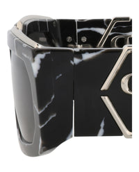 Philipp Plein Unisex Square/Rectangle Black Black Smoke Fashion Designer Eyewear
