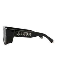 Philipp Plein Mens Square/Rectangle Black Black Blue Fashion Designer Eyewear