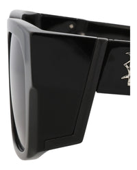 Philipp Plein Mens Square/Rectangle Black Black Blue Fashion Designer Eyewear