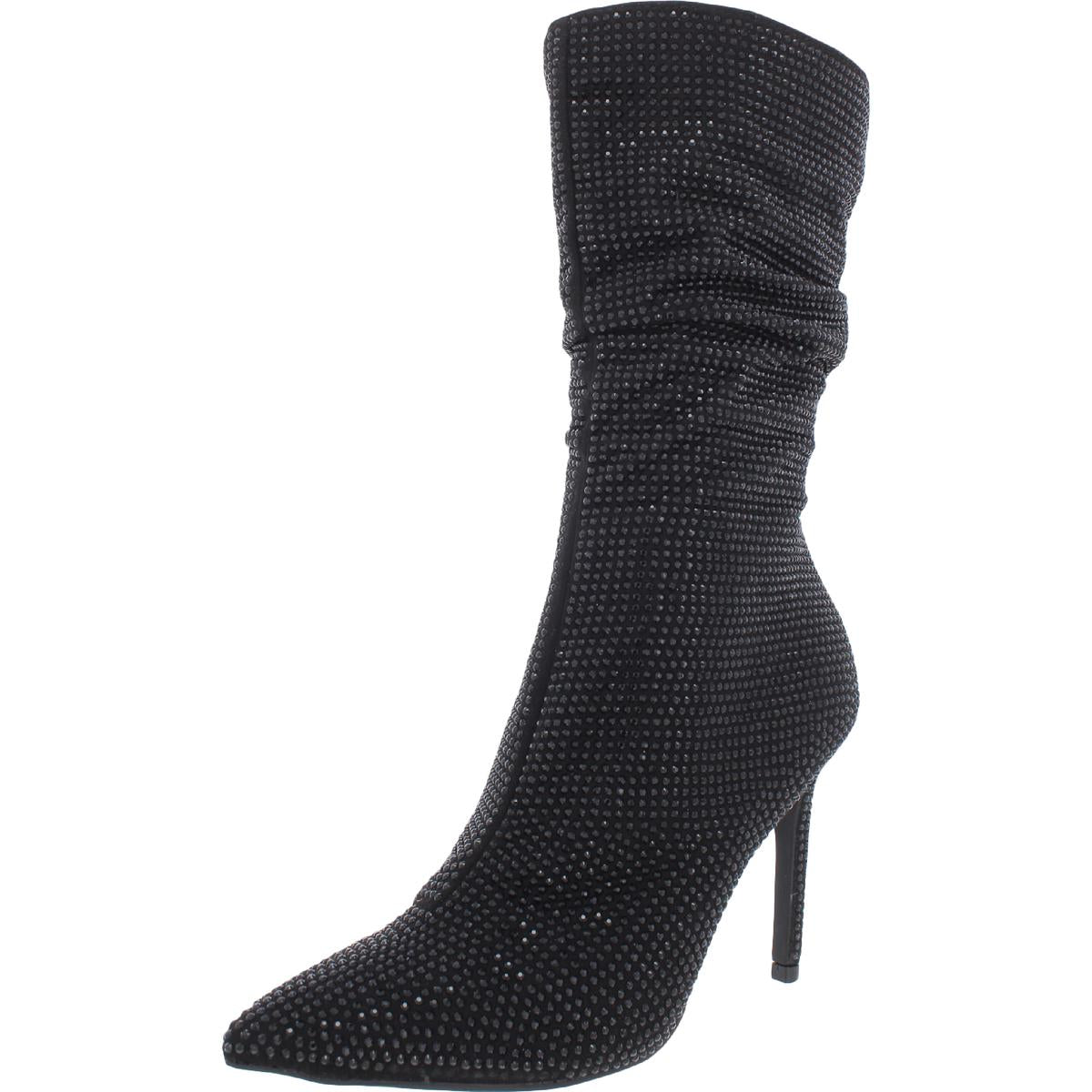Raquell Womens Rhinestone Manmade Mid-Calf Boots