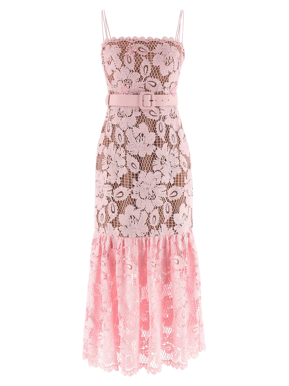 SELF PORTRAIT Self Portrait Women 'Pink Crochet Lace Midi' Dress