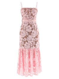 SELF PORTRAIT Self Portrait Women 'Pink Crochet Lace Midi' Dress