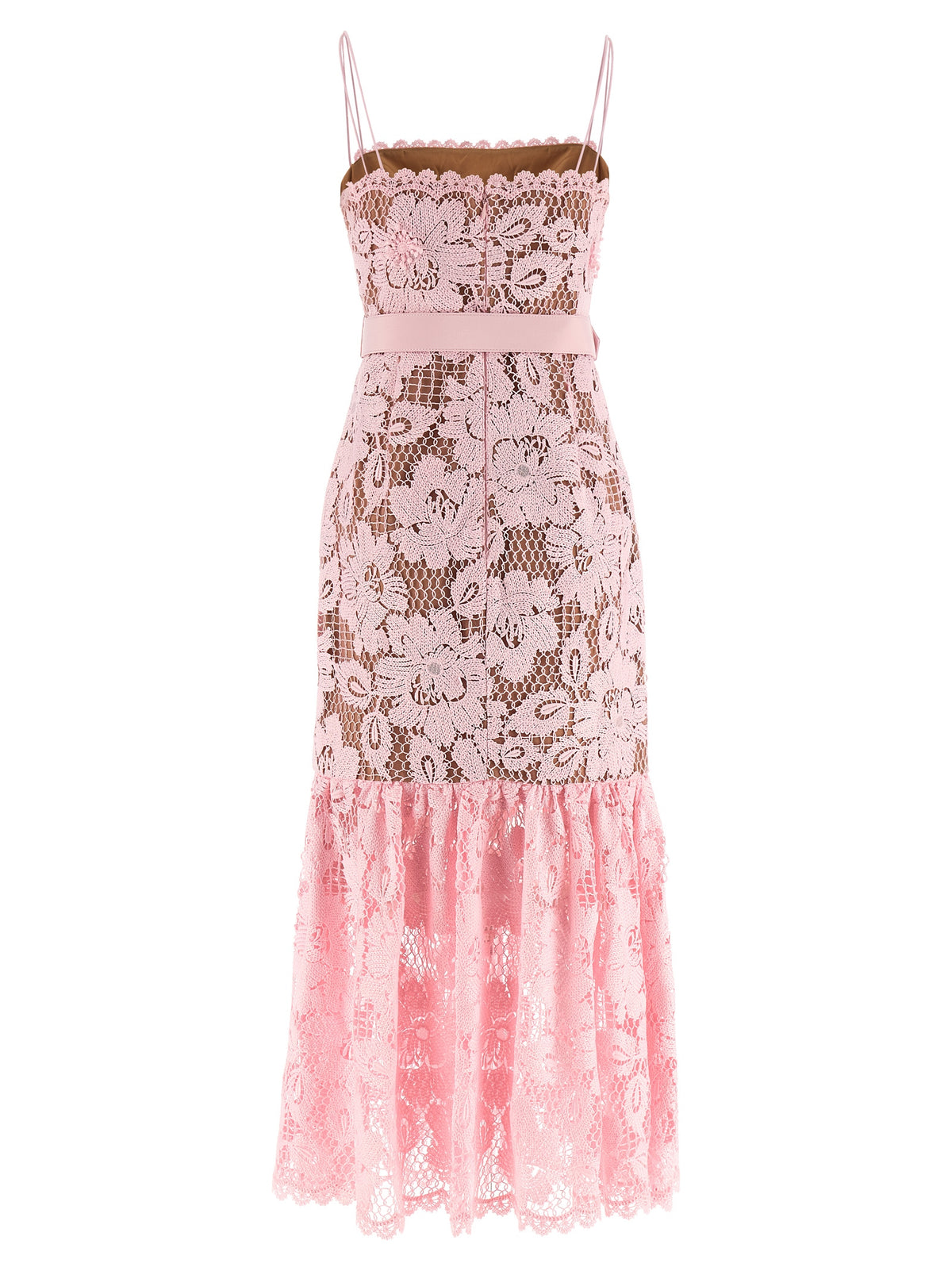 SELF PORTRAIT Self Portrait Women 'Pink Crochet Lace Midi' Dress