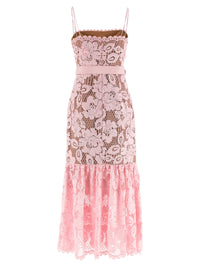 SELF PORTRAIT Self Portrait Women 'Pink Crochet Lace Midi' Dress
