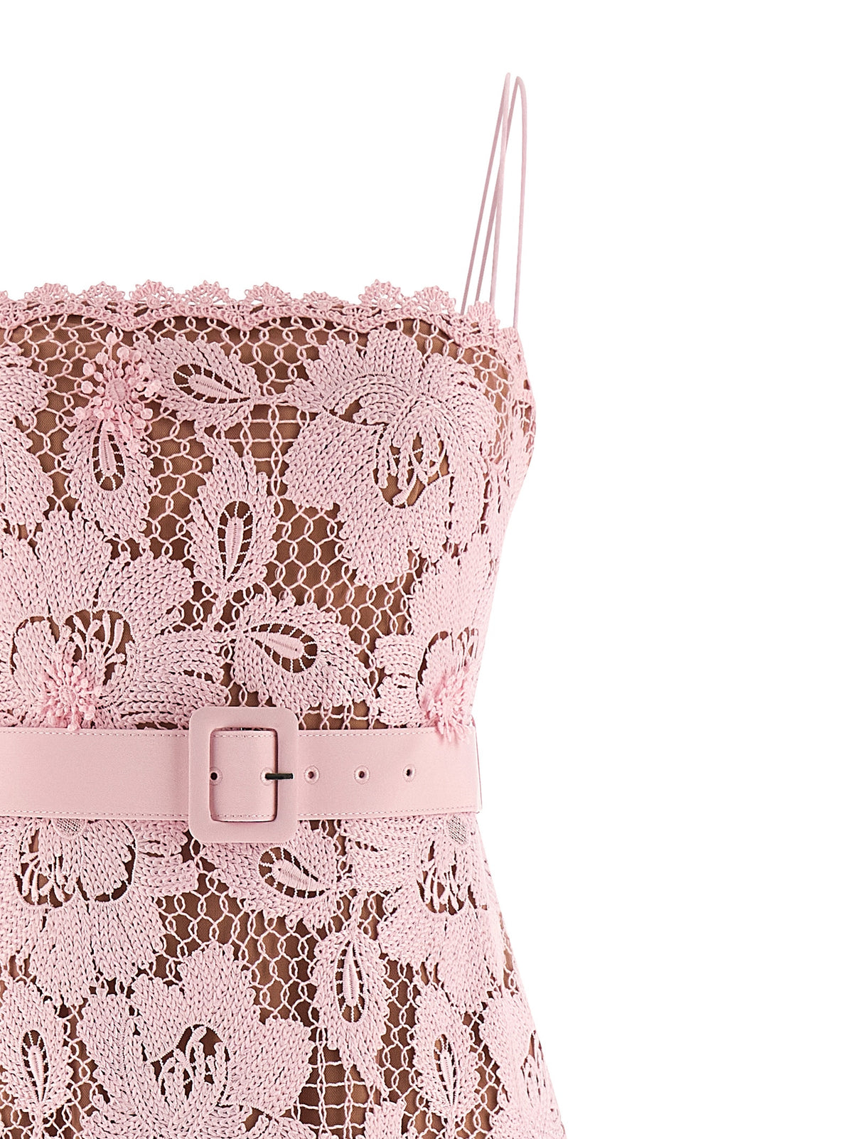 SELF PORTRAIT Self Portrait Women 'Pink Crochet Lace Midi' Dress