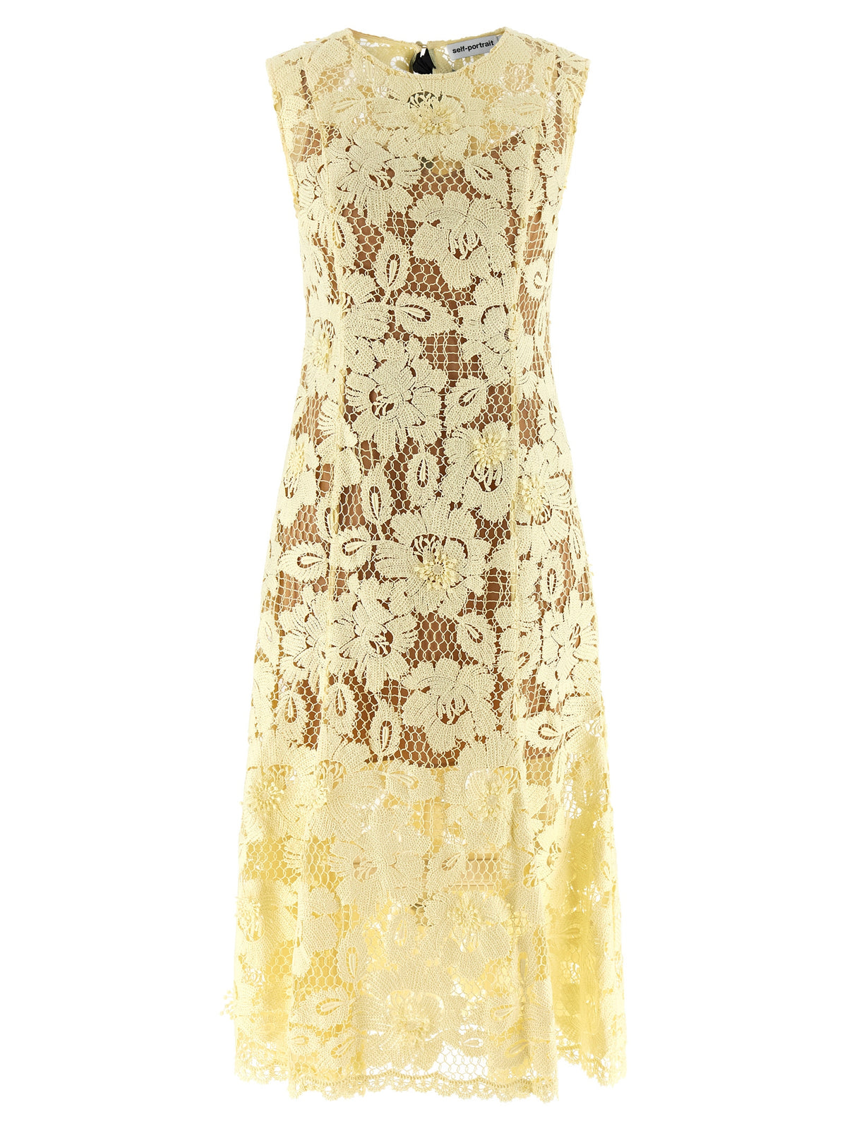 SELF PORTRAIT Self Portrait Women 'Yellow Crochet Lace' Midi Dress