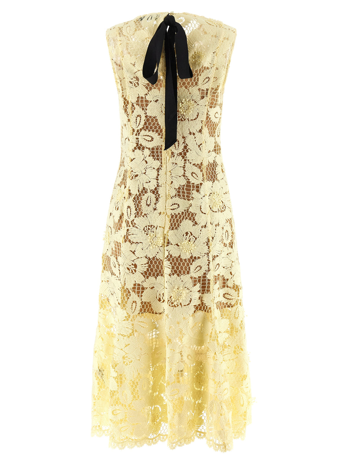 SELF PORTRAIT Self Portrait Women 'Yellow Crochet Lace' Midi Dress