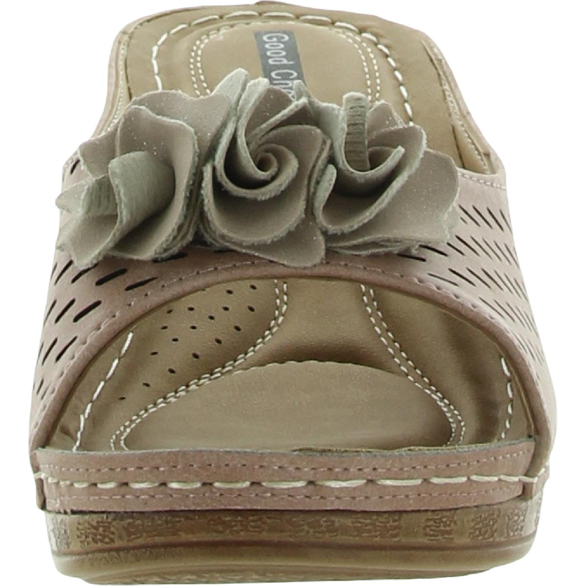 Juliet Womens Cushioned Footbed Faux Leather Wedge Sandals