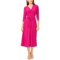 Womens Knit Beaded Midi Dress Regular 6 (S) Bright Fuchsia