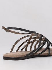 Brunello Cucinelli Women's Leather Sandals In New Ice
