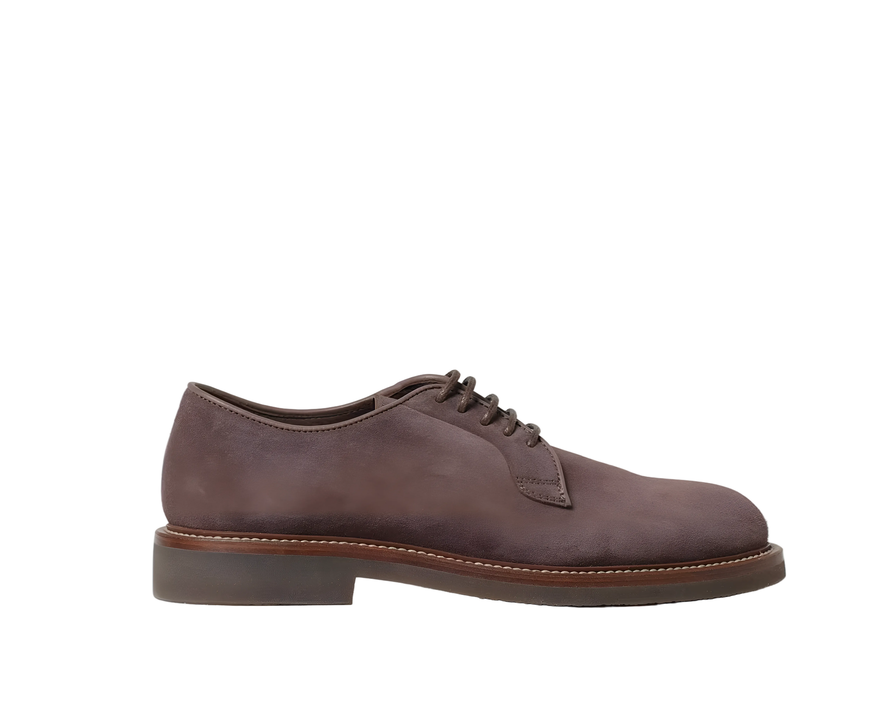 Brunello Cucinelli Mens Brogues In Brown With Round Toe and Suede Finish