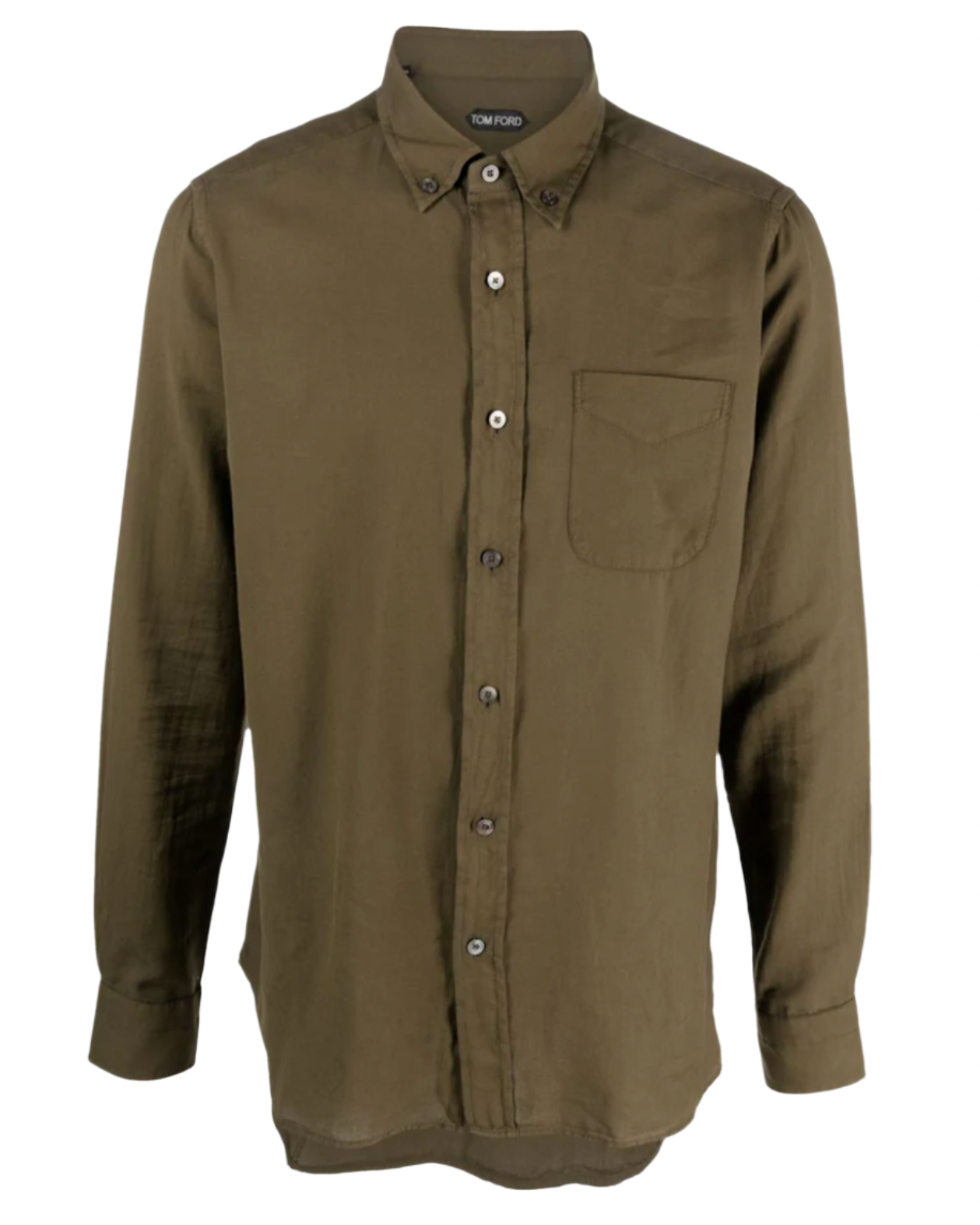Tom Ford Linen Button-Down Long-Sleeve Shirt with Flap Pocket