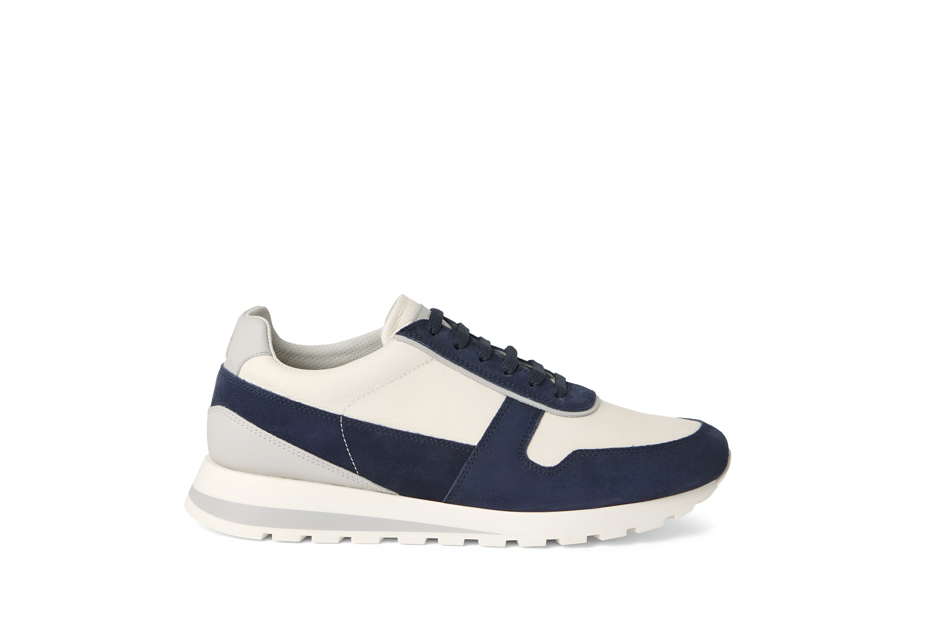 Brunello Cucinelli Mens Panneled Sneakers in White and Navy